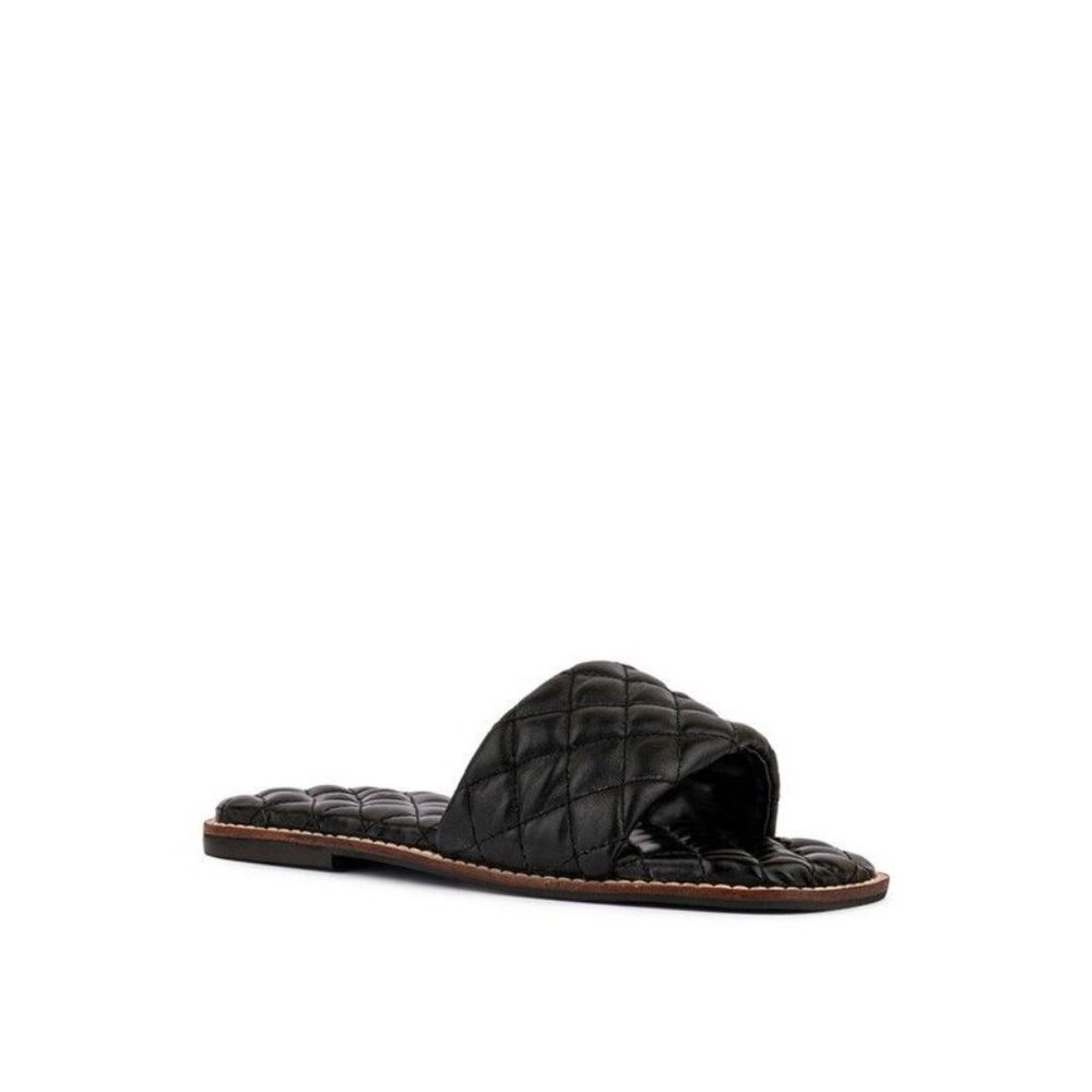 Odalta Handcrafted Quilted Summer Flats-Black